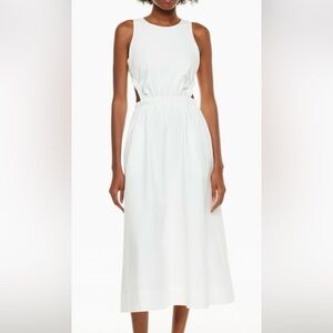 🤍 Aritzia Babaton Cella White Cotton Midi Dress | Cutout Waist | Size L